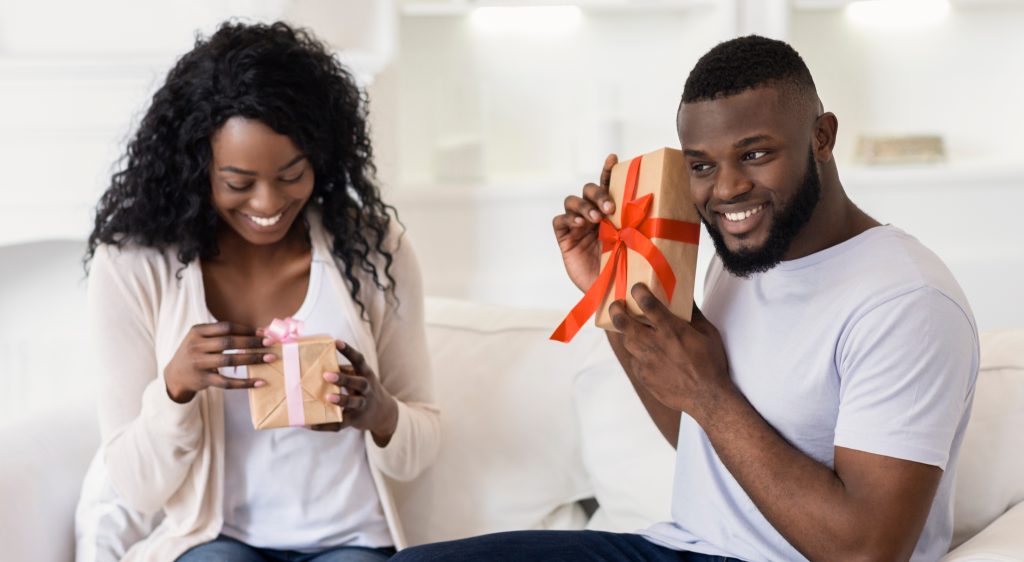 Couple Exchanging Gifts