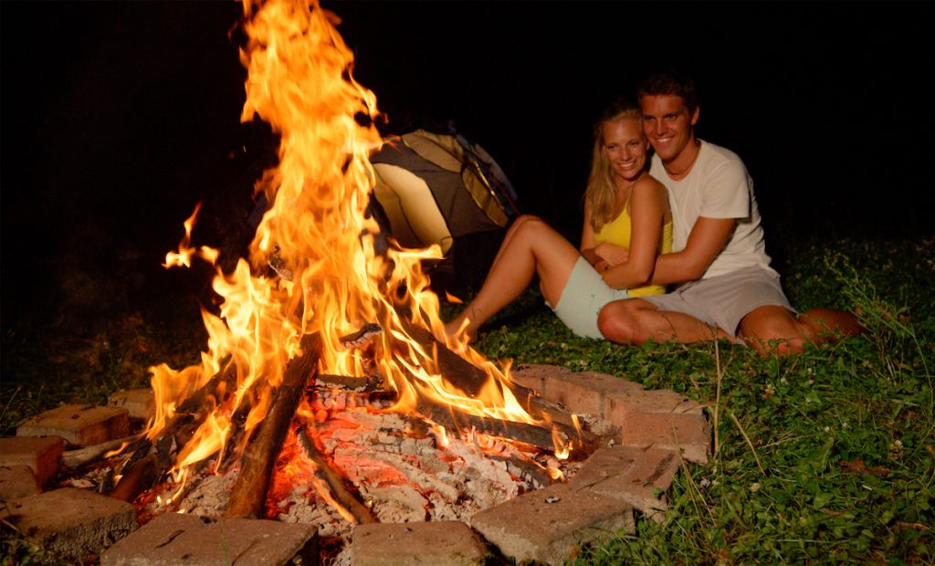 Couple Outside Fire