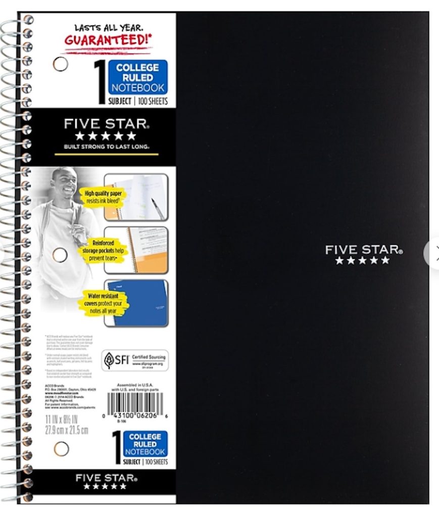mead five star notebook