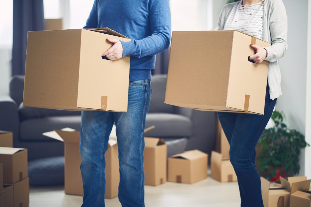 Couple Moving Boxes