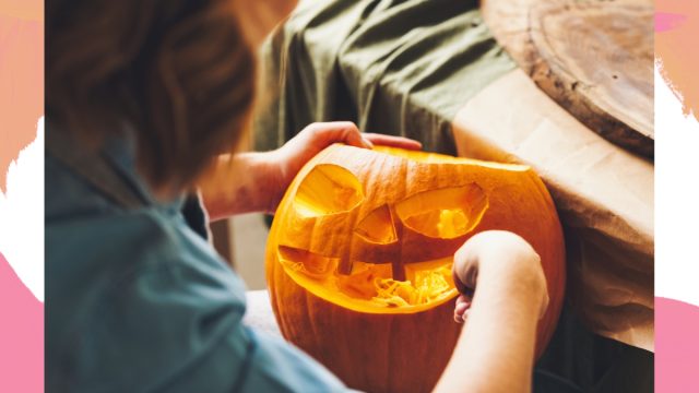 Woman Carve Pumpkin
