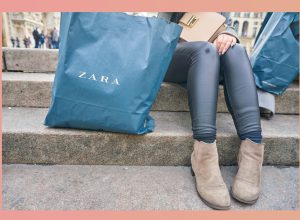 Woman With Zara Shopping Bag