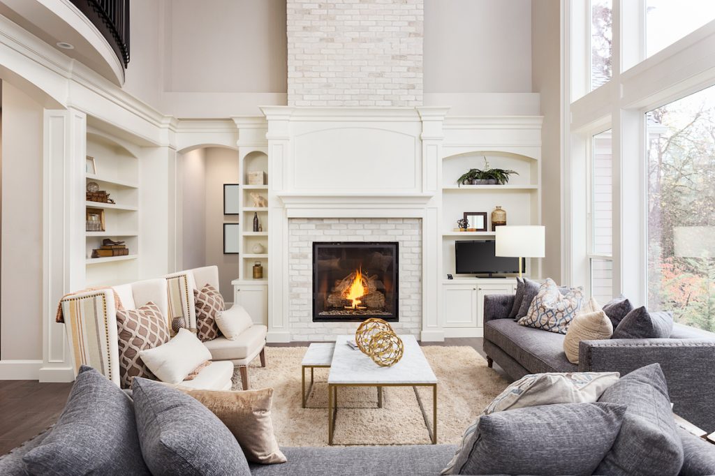 fireplace in cozy house living room