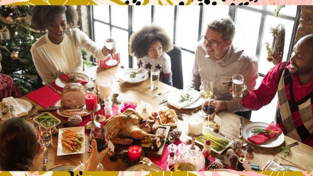 Family at Thanksgiving dinner