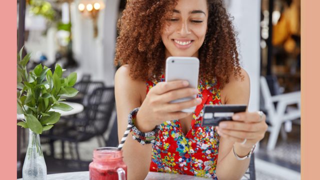 Woman Credit Card Phone