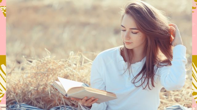 Woman Reading Book Outside