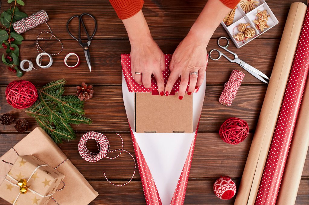 wrapping gifts