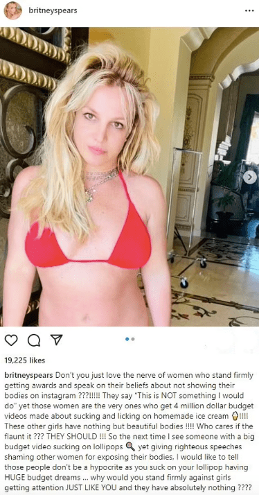 Britney Spears Insta Screenshot
