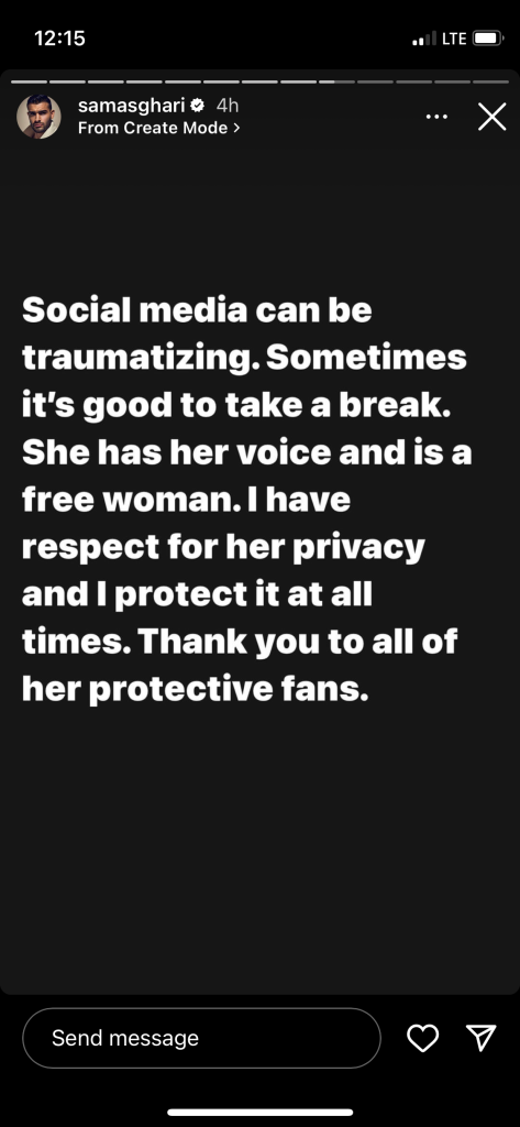 Sam Asghari Insta Screenshot