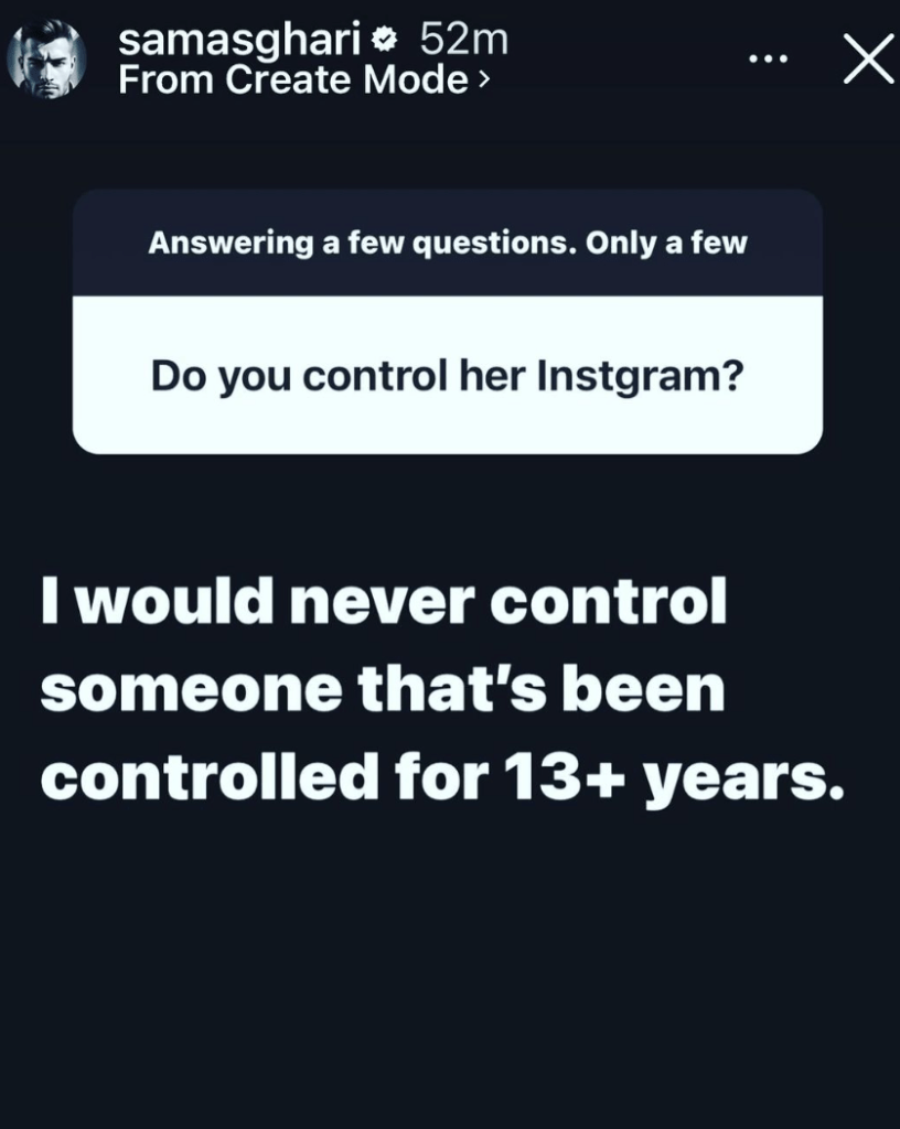Sam Asghari Insta Q&A Screenshot