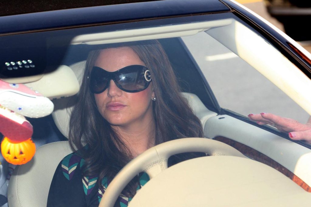 Britney spears brunette in car