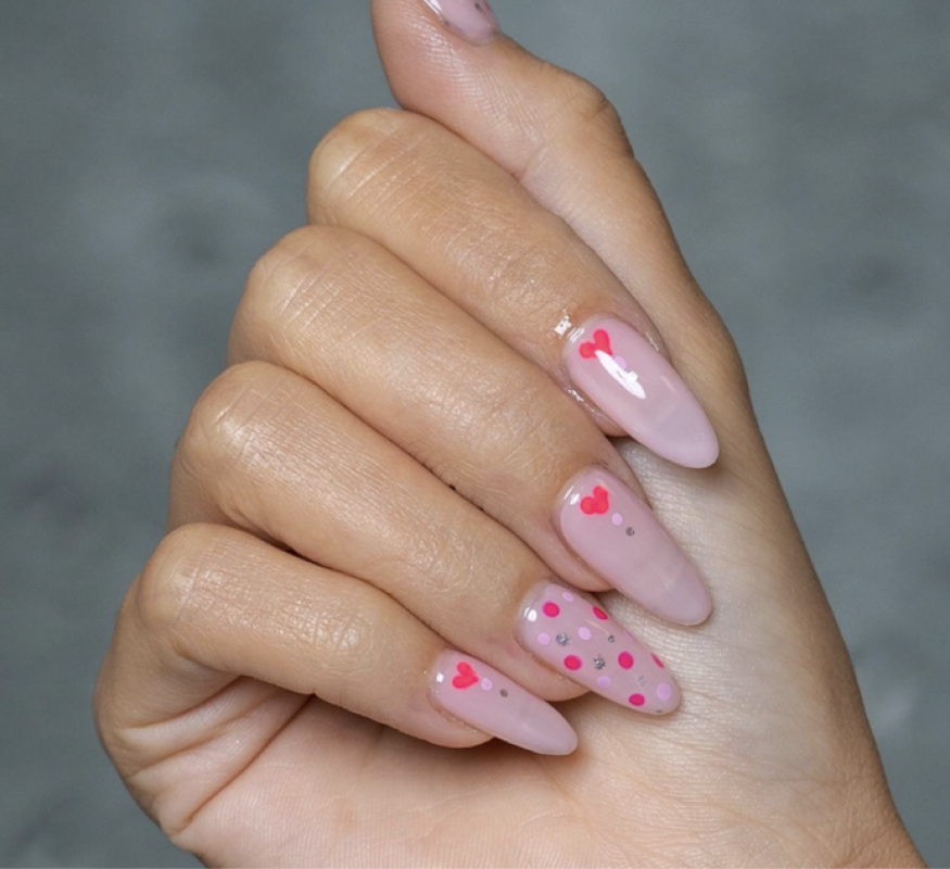 hearts and dots nails