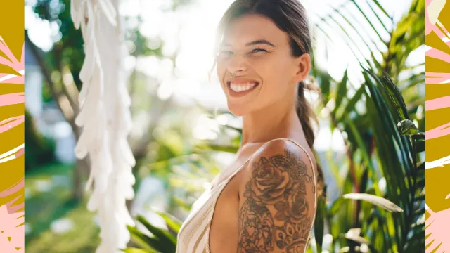Girl tattoo smiling 1