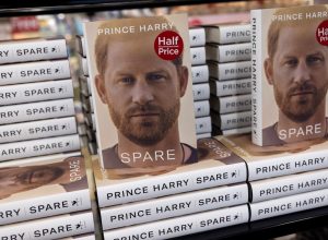 WINDSOR, ENGLAND - JANUARY 10: Prince Harry's book "Spare" goes on display