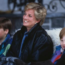 Princess Diana with her sons Prince William (left) and Prince Harry on a skiing holiday in 1993