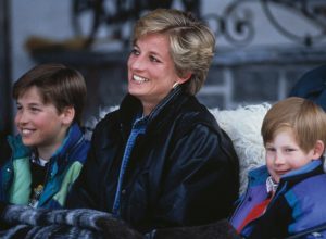 Princess Diana with her sons Prince William (left) and Prince Harry on a skiing holiday in 1993