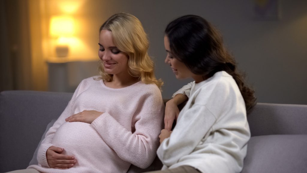 Friends Woman Pregnant