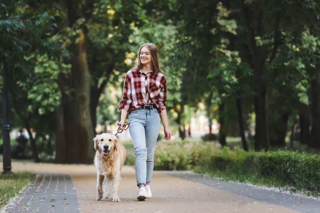 Woman Walking Dog